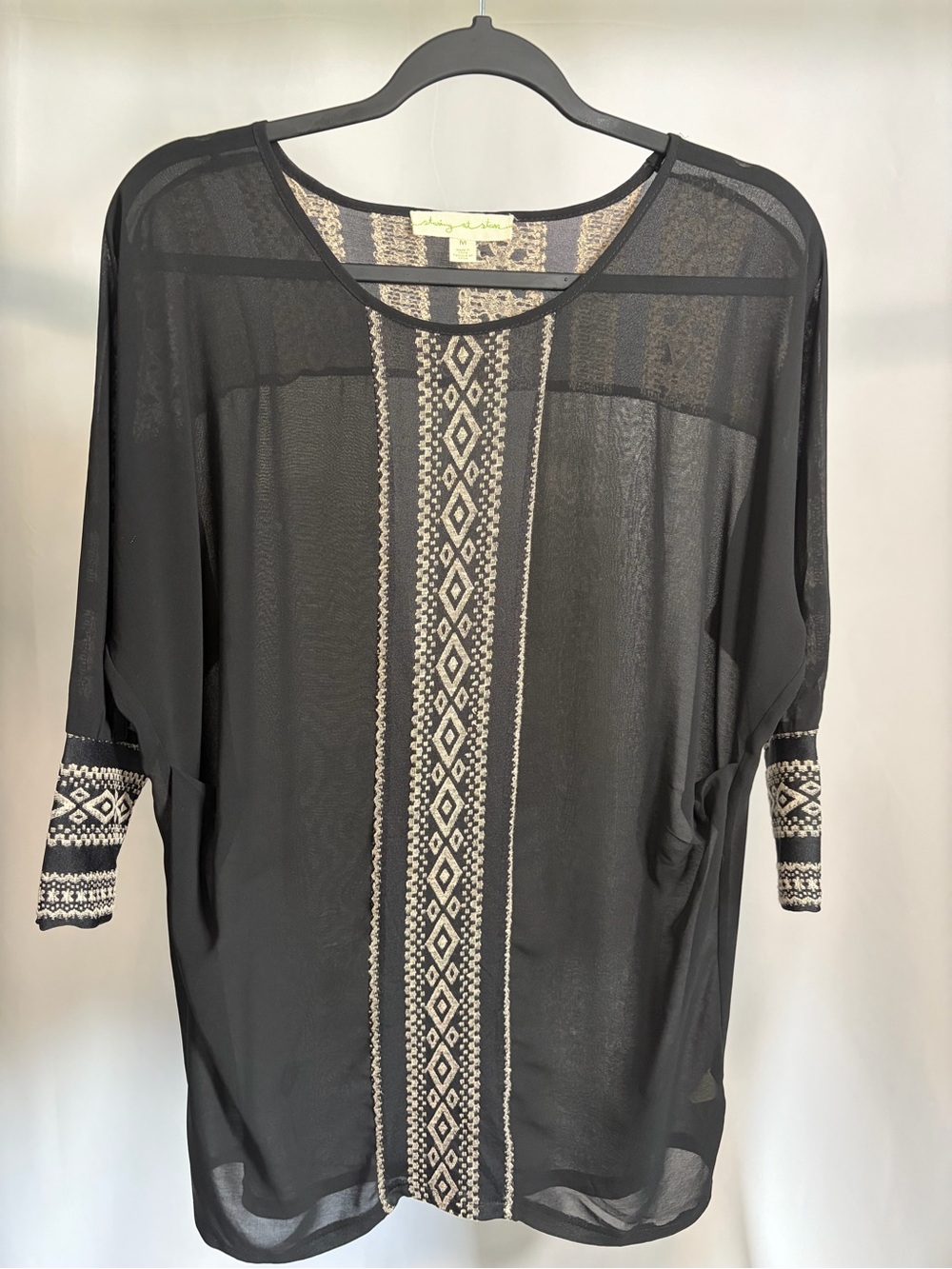 Staring at Stars Urban Outfitters Sheer Geometric Dolman Blouse – M